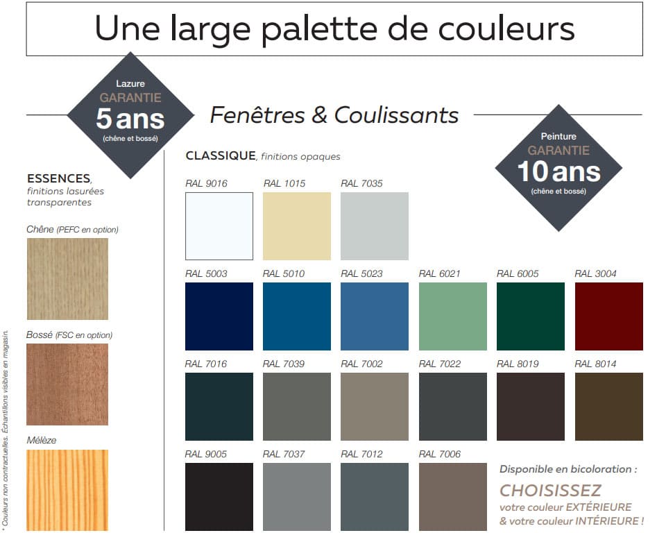 palette de couleurs fenêtres bois Solabaie